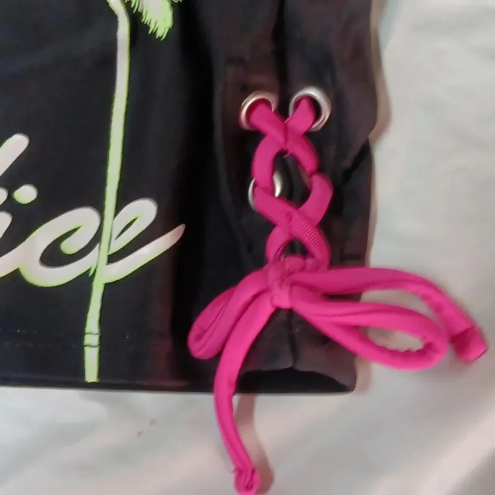 Justice Black and Pink Kids Swim Set Size M 10 Preowned